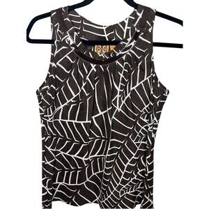Tory Burch Brown Leaf PrinTory Burch Brown Leaf Printed Sleeveless Blouse Size 4